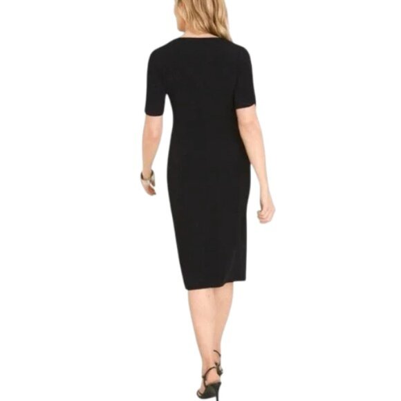 NWT Chico's Travelers Square Neck Dress 2 12 14 Slinky Black Short Sleeve - Picture 2 of 11